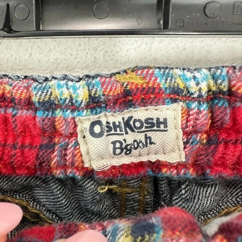Retro‎ Old Fashioned OshKosh Bgosh Toddler Jeans Plaid Patchwork Denim Pants